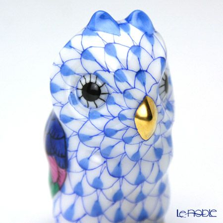 ヘレンド人形 05102-0-00 VHB ミニフクロウ ブルー