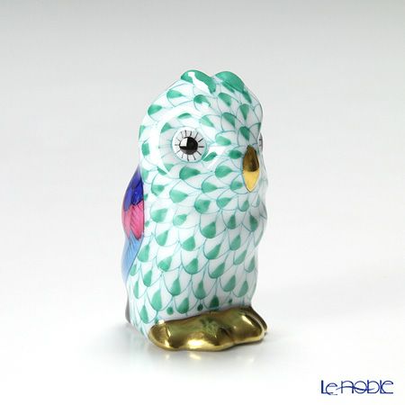 ヘレンド人形 05102-0-00 VHV ミニフクロウ グリーン