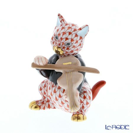 ヘレンド人形 05087-0-00 VH バイオリンを弾く猫 7cm オレンジ