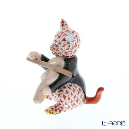 ヘレンド人形 05087-0-00 VH バイオリンを弾く猫 7cm オレンジ