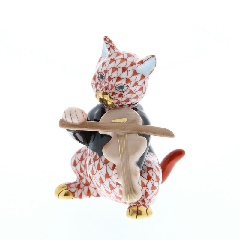 ヘレンド人形 05087-0-00 VH バイオリンを弾く猫 7cm オレンジ