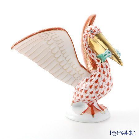 ヘレンド人形 05462-0-00 VHM+VHVM 魚とペリカン 9.5cm