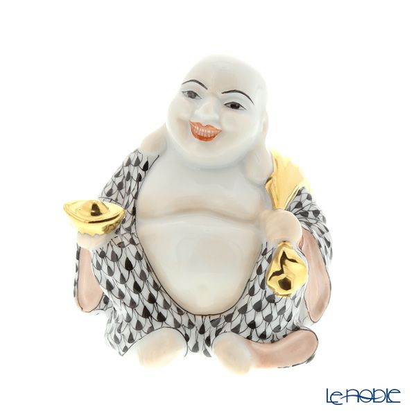 ヘレンド人形 VHN 05466-0-00 スマイリングブッダ ブラック 7.5cm