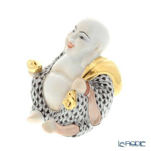 ヘレンド人形 VHN 05466-0-00 スマイリングブッダ ブラック 7.5cm