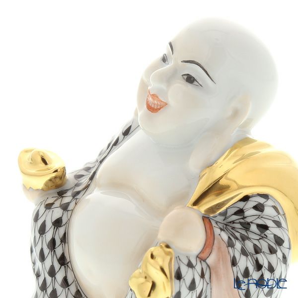 ヘレンド人形 VHN 05466-0-00 スマイリングブッダ ブラック 7.5cm