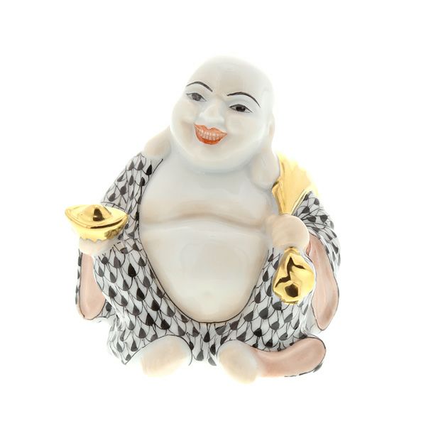 ヘレンド人形 VHN 05466-0-00 スマイリングブッダ ブラック 7.5cm