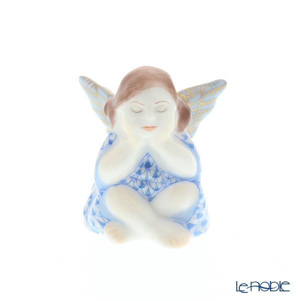 ヘレンド人形 VHBM 05550-0-00 シッティングエンジェル ブルー 4.5cm