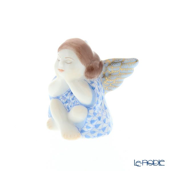 ヘレンド人形 VHBM 05550-0-00 シッティングエンジェル ブルー 4.5cm
