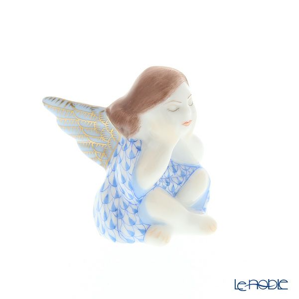 ヘレンド人形 VHBM 05550-0-00 シッティングエンジェル ブルー 4.5cm