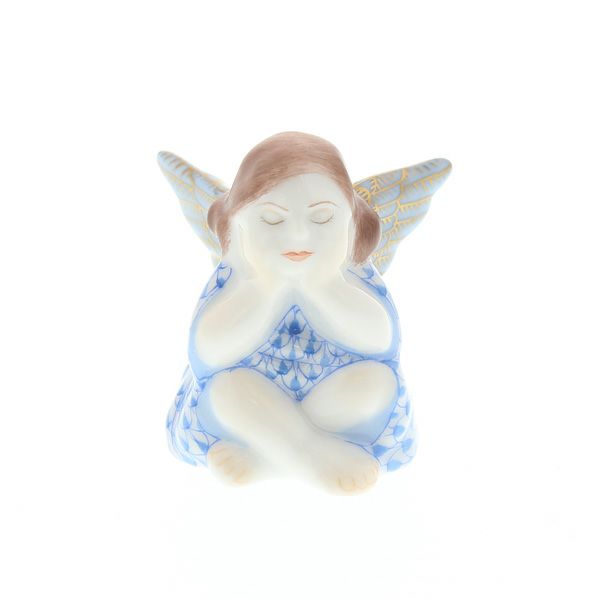 ヘレンド人形 VHBM 05550-0-00 シッティングエンジェル ブルー 4.5cm