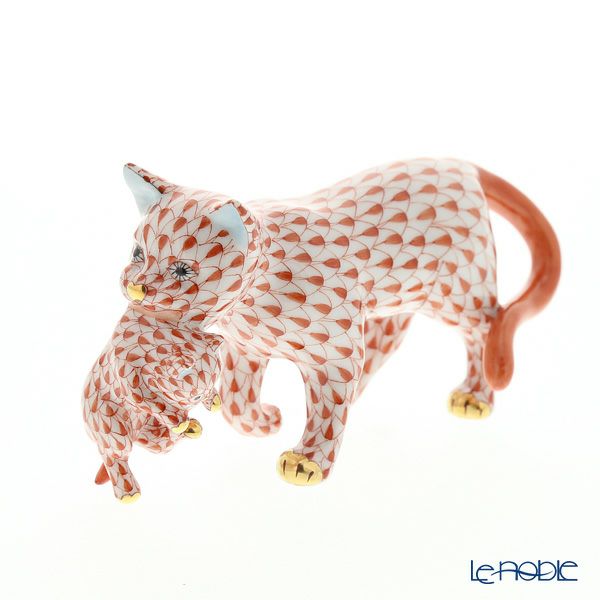 ヘレンド人形 VH 05551-0-00 仔猫を運ぶ猫 レッド6.5cm