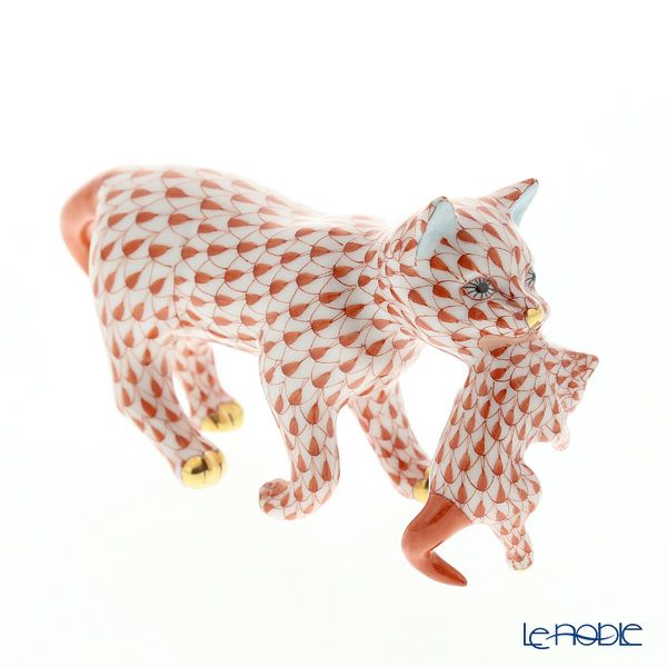 ヘレンド人形 VH 05551-0-00 仔猫を運ぶ猫 レッド6.5cm