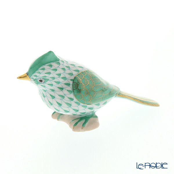 ヘレンド人形 VHVM 05639-0-00 トリ（エボシガラ） グリーン 6cm