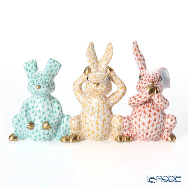 ヘレンド人形 05813-0-00 VHY-16 スリーワイズバニーズ