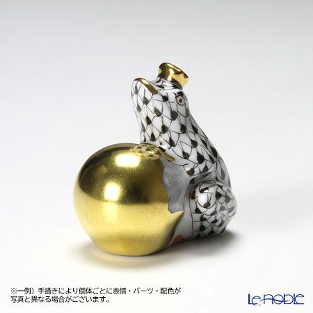 ヘレンド人形 15369-0-00 VHMN カエルの王様 4cm ブラック