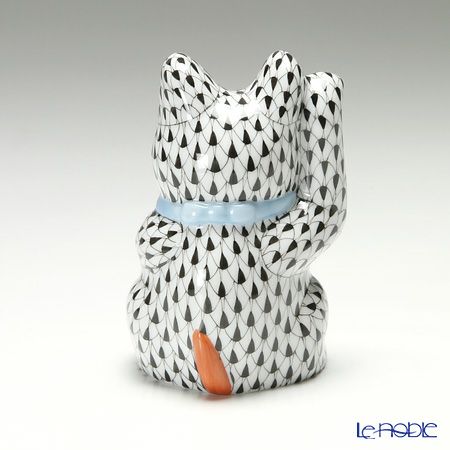 ヘレンド人形 15578-0-00 VHN 招き猫 千両箱 大 ブラック