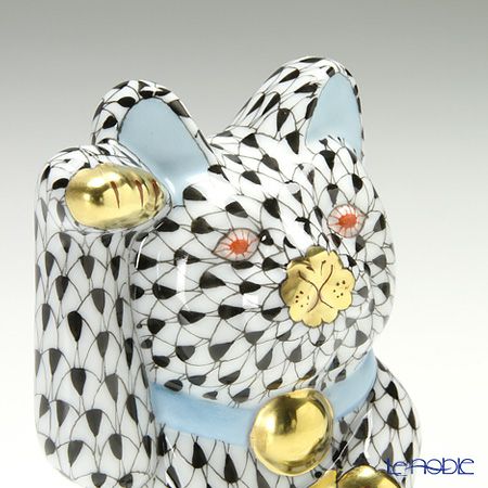 ヘレンド人形 15578-0-00 VHN 招き猫 千両箱 大 ブラック