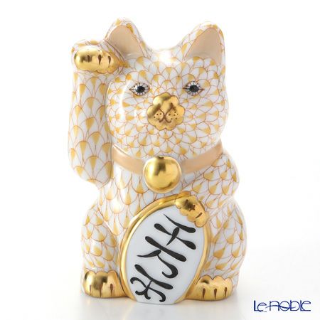 ヘレンド人形 15578-0-00 VHJ 招き猫千両箱大イエロー