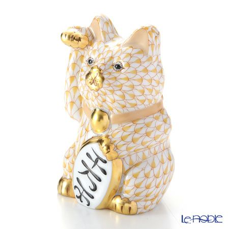 ヘレンド人形 15578-0-00 VHJ 招き猫千両箱大イエロー