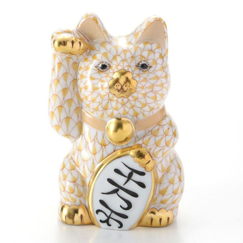 ヘレンド人形 15578-0-00 VHJ 招き猫千両箱大イエロー