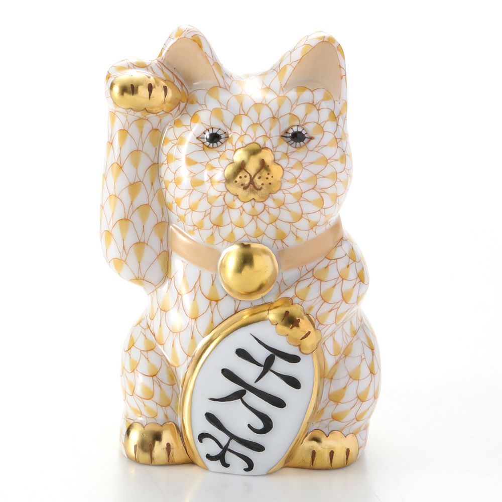 ヘレンド人形 15578-0-00 VHJ 招き猫千両箱大イエロー