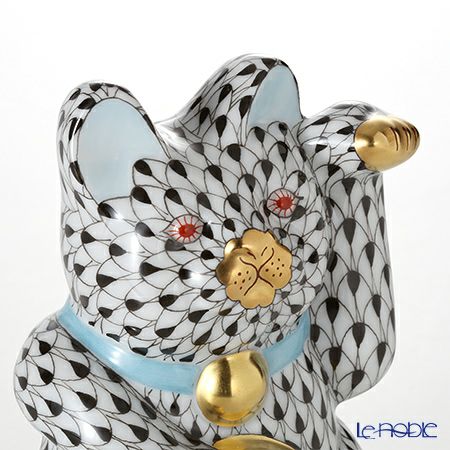 ヘレンド人形 15580 VH 招き猫 開運 大 ブラック