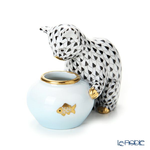 ヘレンド人形 VHNM ネコと金魚鉢 15710-0-00