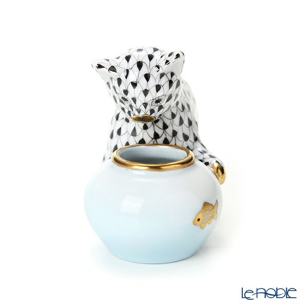 ヘレンド人形 VHNM ネコと金魚鉢 15710-0-00