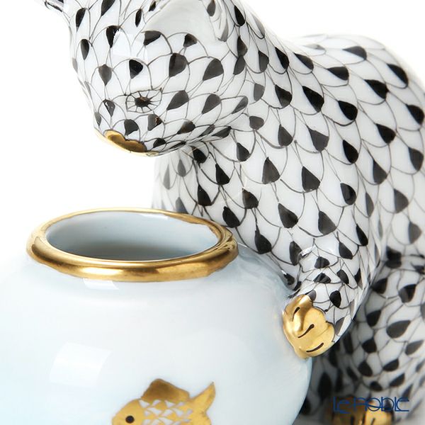 ヘレンド人形 VHNM ネコと金魚鉢 15710-0-00