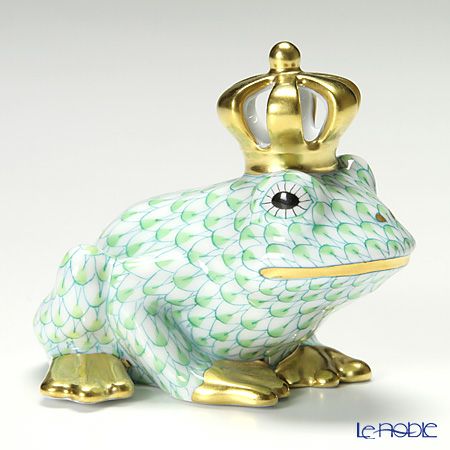 ヘレンド ファンタジー VHV2 015817-0-91 カエルのプリンス 6.5cm グリーン