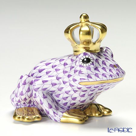 ヘレンド ファンタジー VHL 015817-0-91 カエルのプリンス 6.5cm ライラック