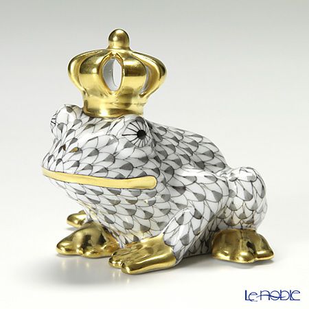 ヘレンド ファンタジー VHG 015817-0-91 カエルのプリンス 6.5cm グレー