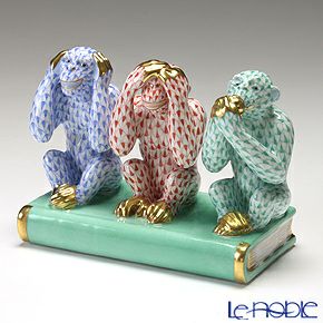 ヘレンド人形 15836-0-00 VH／B／V スリーワイズモンキーズ