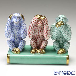 ヘレンド人形 15836-0-00 VH／B／V スリーワイズモンキーズ