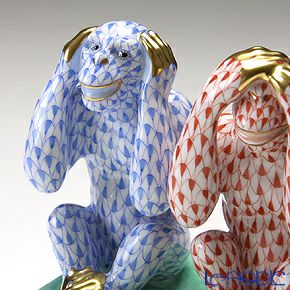 ヘレンド人形 15836-0-00 VH／B／V スリーワイズモンキーズ