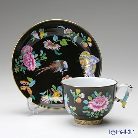 ヘレンド シノワズリ（中国趣味）SP225 ブラック 03364-0-21 マンダリン ラージカップ＆ソーサー