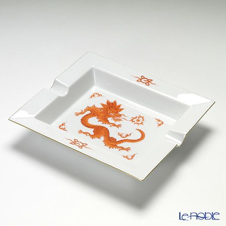 マイセン（Meissen） ミンドラゴン レッド 330510／53n76 アッシュトレイ 21cm ゴールドリム