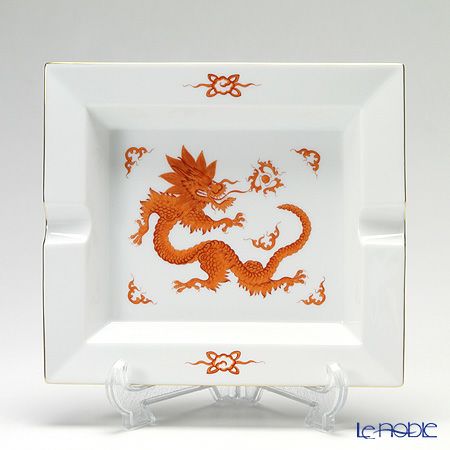 マイセン（Meissen） ミンドラゴン レッド 330510／53n76 アッシュトレイ 21cm ゴールドリム