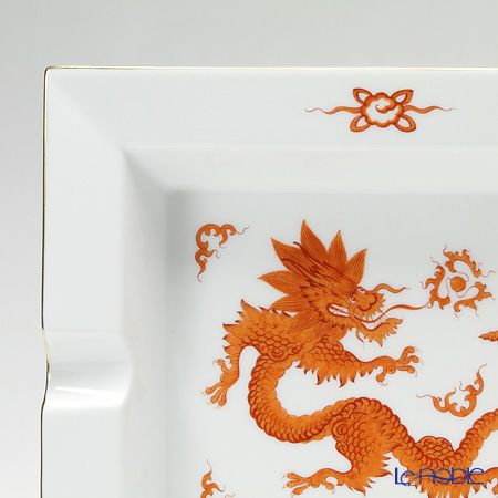 マイセン（Meissen） ミンドラゴン レッド 330510／53n76 アッシュトレイ 21cm ゴールドリム