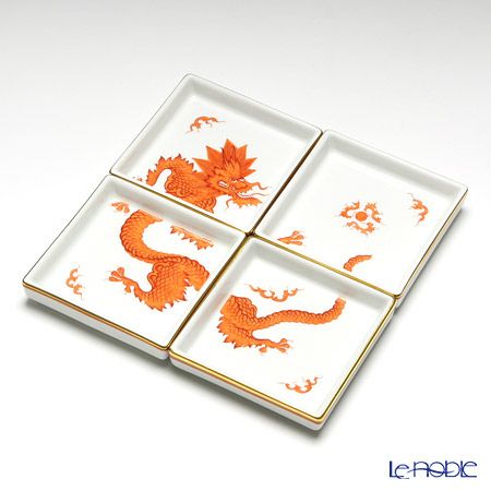 マイセン（Meissen） ドラゴン レッド 336510／44075 ディッシュ 4枚セット