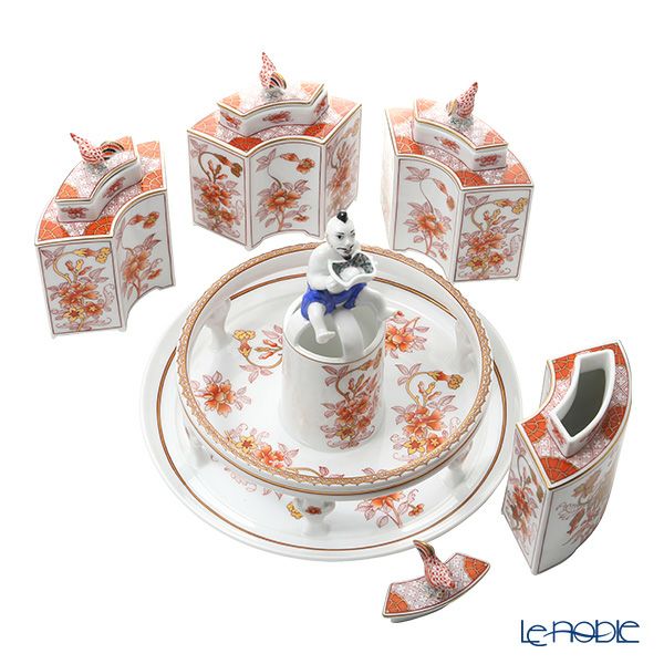 ヘレンド シノワズリ（中国趣味）トゥング 敦煌（TUNG） ティーキャディ セット（茶葉入れ） 06370-0-21