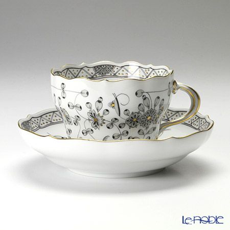マイセン（Meissen） インドの華 ブラック 343010／00582 コーヒーカップ＆ソーサー 200ml