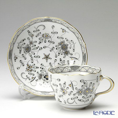 マイセン（Meissen） インドの華 ブラック 343010／00582 コーヒーカップ＆ソーサー 200ml