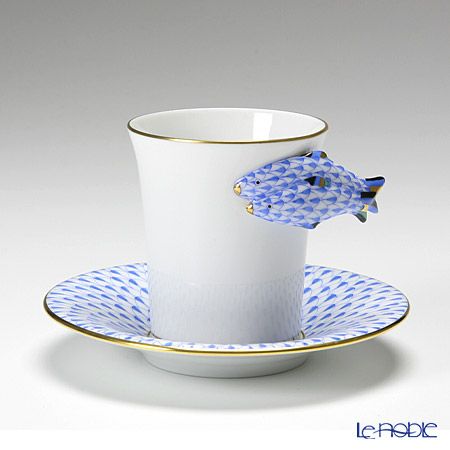 ヘレンド QH Collection QH-VHB 04913-0-00 モカカップ＆ソーサー フィッシュ／ブルー