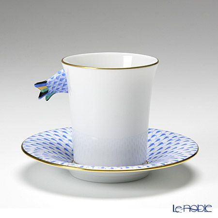 ヘレンド QH Collection QH-VHB 04913-0-00 モカカップ＆ソーサー フィッシュ／ブルー