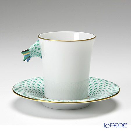 ヘレンド QH Collection QH-VHV 04913-0-00 モカカップ＆ソーサー フィッシュ／グリーン