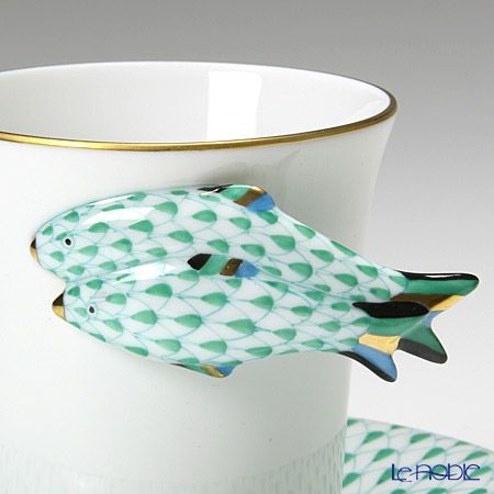 ヘレンド QH Collection QH-VHV 04913-0-00 モカカップ＆ソーサー フィッシュ／グリーン