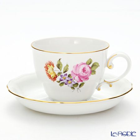 アウガルテン（AUGARTEN） シンプルブーケ（5052C） ピンクのバラ コーヒーカップ＆ソーサー 200ml（062モーツアルトシェイプ）