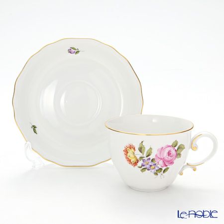 アウガルテン（AUGARTEN） シンプルブーケ（5052C） ピンクのバラ コーヒーカップ＆ソーサー 200ml（062モーツアルトシェイプ）