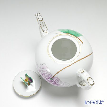 ヘレンド ピオニーライラック 20606-0-17 ティーポット（バタフライ） 800ml